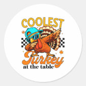 Coolest Turkey At Table Funny Bird Toddler Boys Th Ronde Sticker (Voorkant)