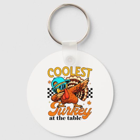 Coolest Turkey At Table Funny Bird Toddler Boys Th Sleutelhanger (Voorkant)