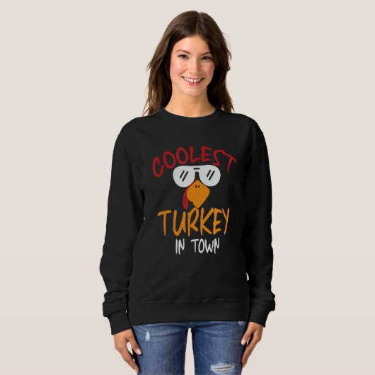 Coolest Turkey in Town   Thanksgiving Trui (Voorkant volledig)