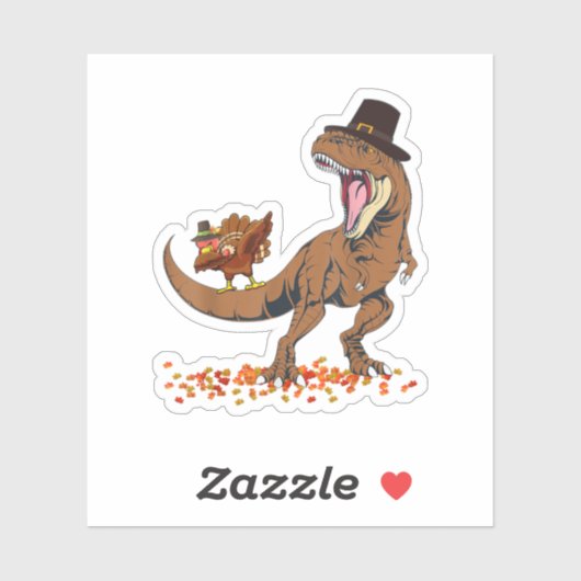Coolest Turkey Trex Dinosaur Happy Thanksgiving Bo Sticker (Vel)