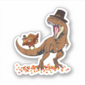 Coolest Turkey Trex Dinosaur Happy Thanksgiving Bo Sticker (Voorkant)