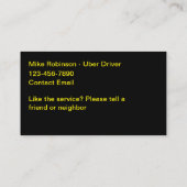 Coolest Uber Ride Hailing Visitekaartjes (Achterkant)