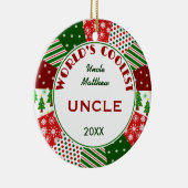 COOLEST UNCLE of any Name kerstcadeau Keramisch Ornament (Rechts)