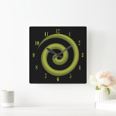 Coolest Yellow and Black Spiral Wall Clock Vierkante Klok (Huis)