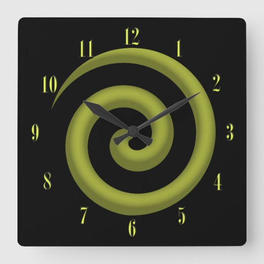 Coolest Yellow and Black Spiral Wall Clock Vierkante Klok (Voorkant)