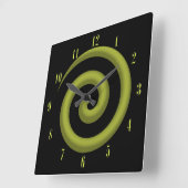 Coolest Yellow and Black Spiral Wall Clock Vierkante Klok (Hoek)