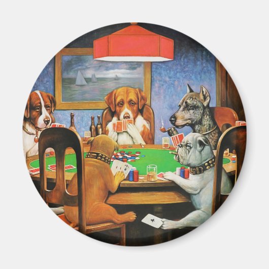 Coolidge Classic Vintage Hond Poker Game Kunst Magneet (Voorkant)