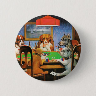 Coolidge Classic Vintage Hond Poker Game Kunst Ronde Button 5,7 Cm