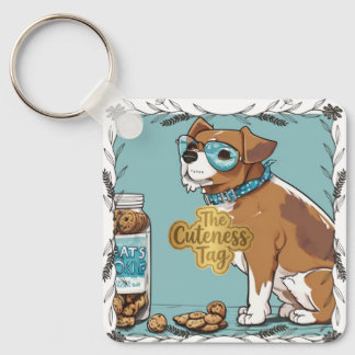 Coolle hond met bril & koekjestop metalen sleutelh sleutelhanger