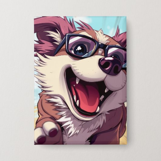 Coolle hond met zonnebril button (Voorkant)
