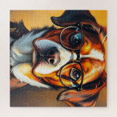Coolle hond met zonnebril legpuzzel (Horizontaal)
