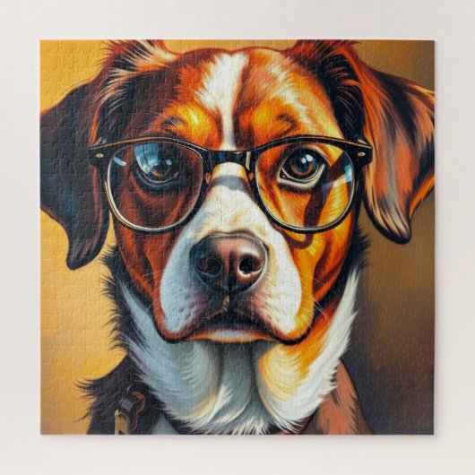Coolle hond met zonnebril legpuzzel (Verticaal)