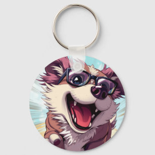 Coolle hond met zonnebril sleutelhanger