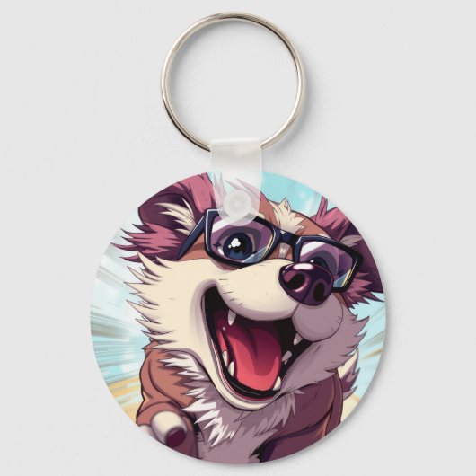 Coolle hond met zonnebril sleutelhanger (Voorkant)