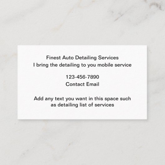 Coolste Automotive Mobile Detailing Pro Visitekaartje (Achterkant)