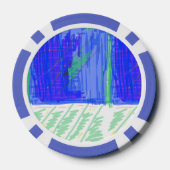 Coolste Blauwe Naamse Abstracte Poker Chips (Achterkant)