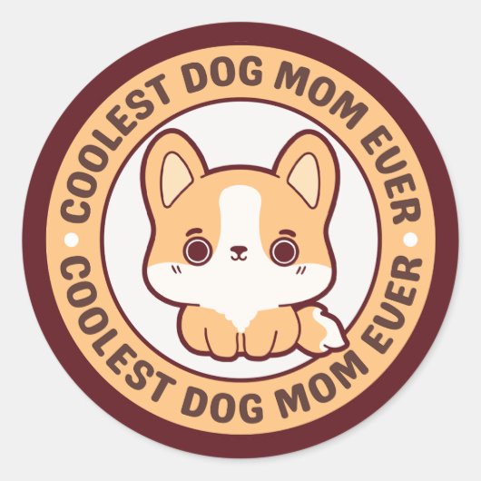 COOLSTE CORGI HOND MOEDER OOIT RONDE STICKER (Voorkant)