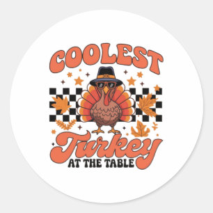 Coolste kalkoen aan tafel Funny Thanksgiving kind Ronde Sticker
