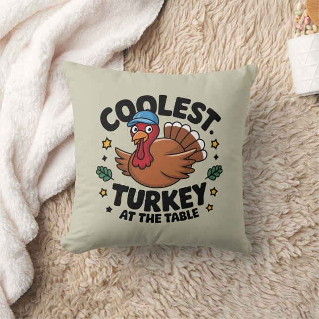 Coolste kalkoen aan tafel Thanksgiving-diner Kussen (Deken)