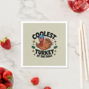 Coolste kalkoen aan tafel Thanksgiving-diner Servet