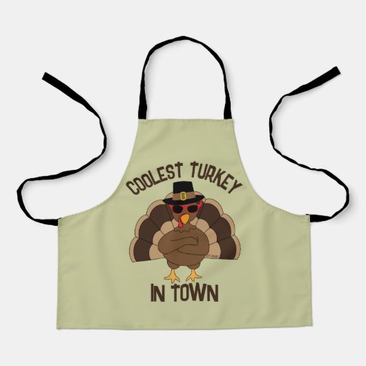 Coolste kalkoen in de stad Thanksgiving cool fun Schort (Voorkant)