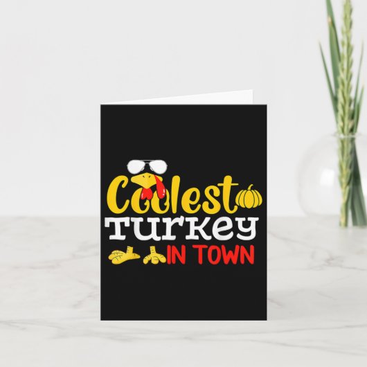 Coolste Kalkoen In Town Fall Herfst Grappig Dankfe Kaart (Voorkant)