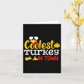 Coolste Kalkoen In Town Fall Herfst Grappig Dankfe Kaart (Gele Bloem)