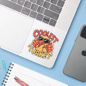 Coolste Kalkoen Kinderen Thanksgiving Sticker (Laptop met iPhone)