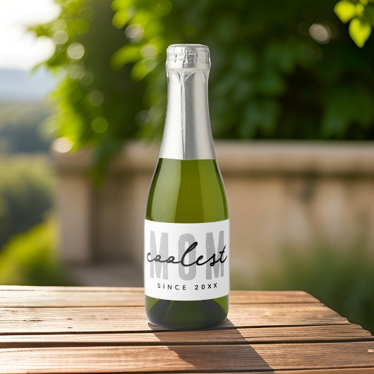 Coolste mam sinds 20XX moderne eenvoudige preppy Sparkling Wijnetiket