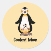 Coolste Moeder Pinguïn Familie Design Ronde Sticker (Voorkant)
