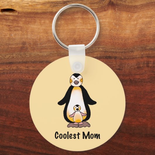 Coolste Moeder Pinguïn Familie Design Sleutelhanger (Voorkant)