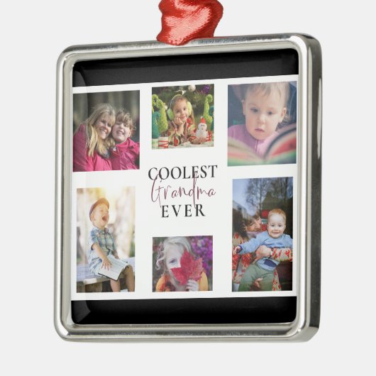 Coolste oma ooit multi-foto collage leuk cadeau metalen ornament (Links)