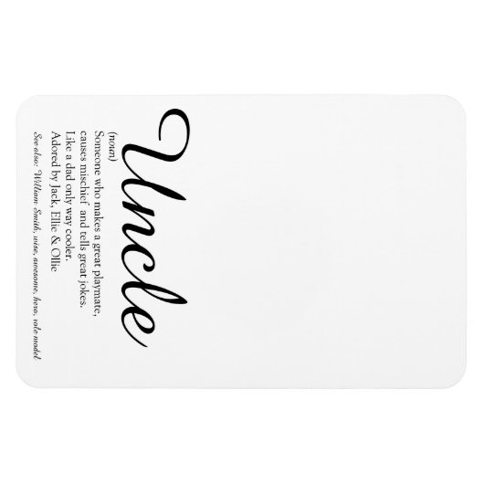Coolste Oom Ooit, Funcle Definitie Script Magneet (Horizontaal)