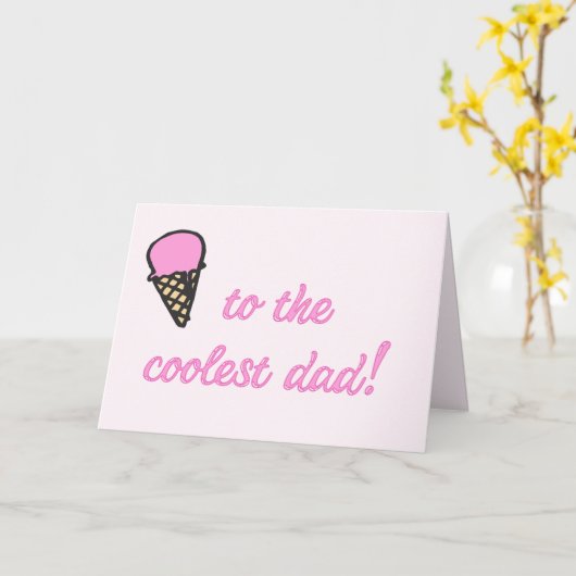 Coolste pa! Leuke Ice Cream Cone Vaderdag Kaart (Gele Bloem)