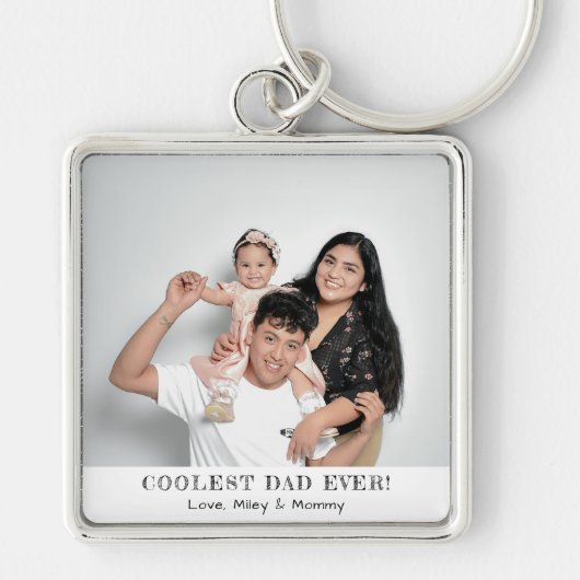 Coolste Papa Ooit Foto Vaderdag Herinneringen Cade Sleutelhanger (Voorkant)