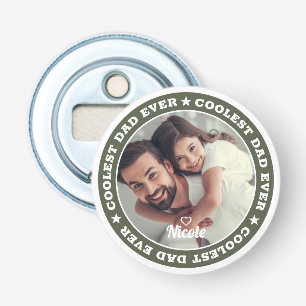 Coolste papa ooit moderne aangepaste foto button flesopener