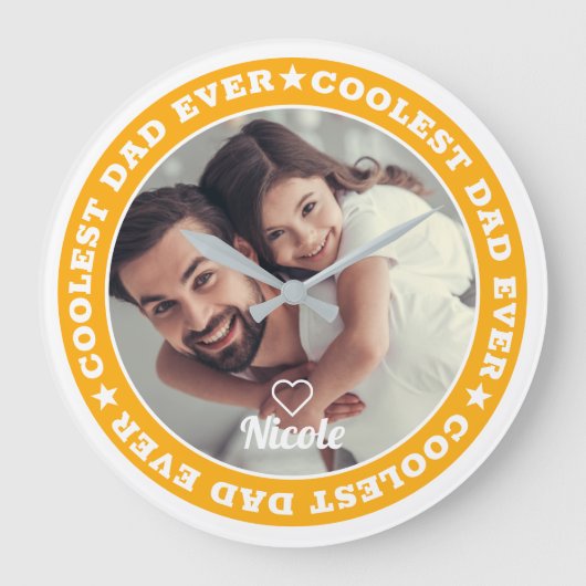 Coolste papa ooit moderne aangepaste foto grote klok (Voorkant)
