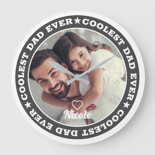 Coolste papa ooit moderne aangepaste foto grote klok (Voorkant)