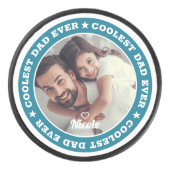 Coolste papa ooit moderne aangepaste foto hockey puck (Voorkant)