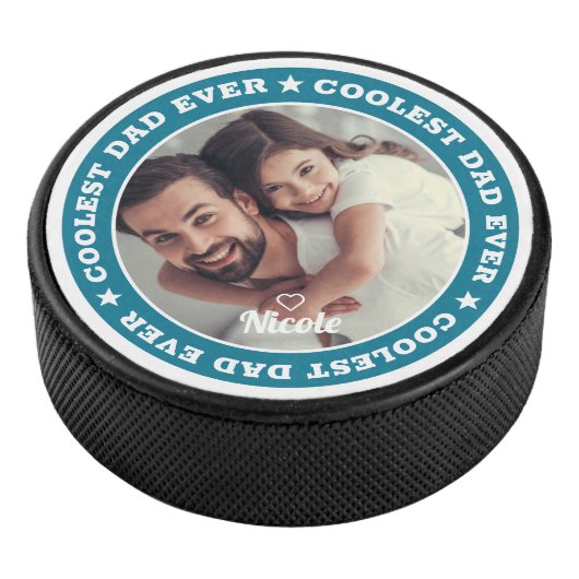 Coolste papa ooit moderne aangepaste foto hockey puck (3/4)