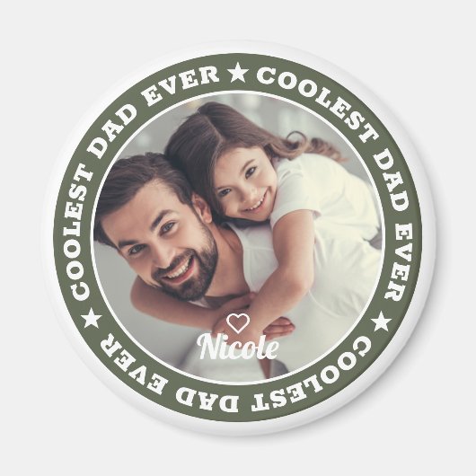 Coolste papa ooit moderne aangepaste foto magneet (Voorkant)
