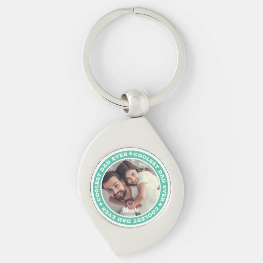 Coolste papa ooit moderne aangepaste foto sleutelhanger (Voorkant)