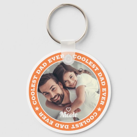 Coolste papa ooit moderne aangepaste foto sleutelhanger (Voorkant)