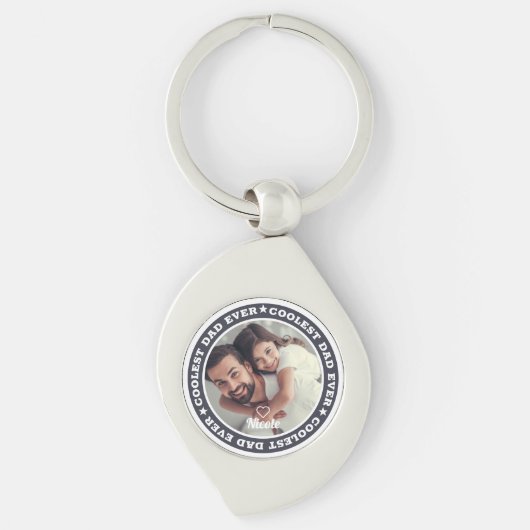 Coolste papa ooit moderne aangepaste foto sleutelhanger (Voorkant)