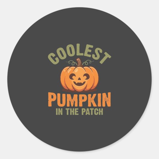 Coolste Pompoen In De Patch Halloween-ontwerp Ronde Sticker (Voorkant)