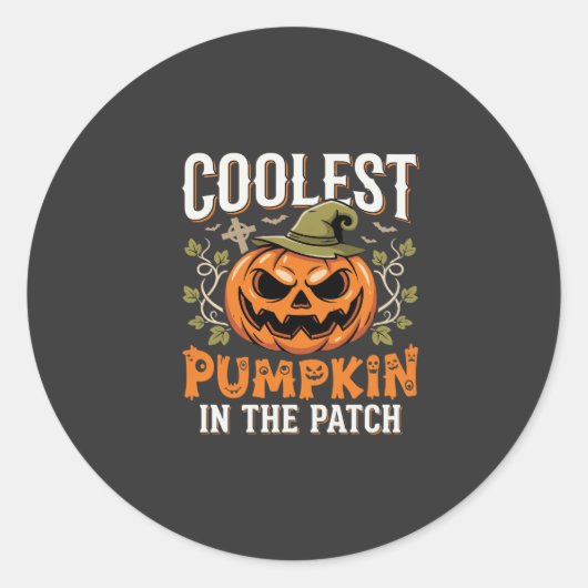 Coolste Pompoen in de Patch Halloween-ontwerp Ronde Sticker (Voorkant)