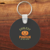 Coolste Pompoen In De Patch Halloween-ontwerp Sleutelhanger (Voorkant)