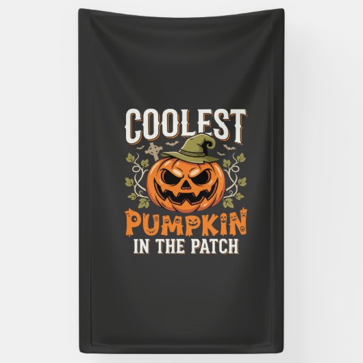 Coolste Pompoen in de Patch Halloween-ontwerp Spandoek (Verticaal)