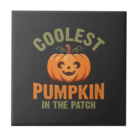 Coolste Pompoen In De Patch Halloween-ontwerp Tegeltje (Voorkant)