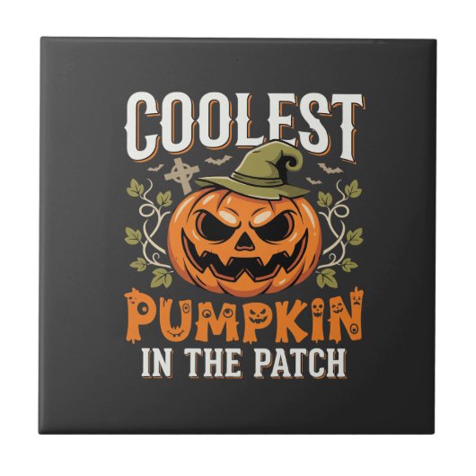 Coolste Pompoen in de Patch Halloween-ontwerp Tegeltje (Voorkant)